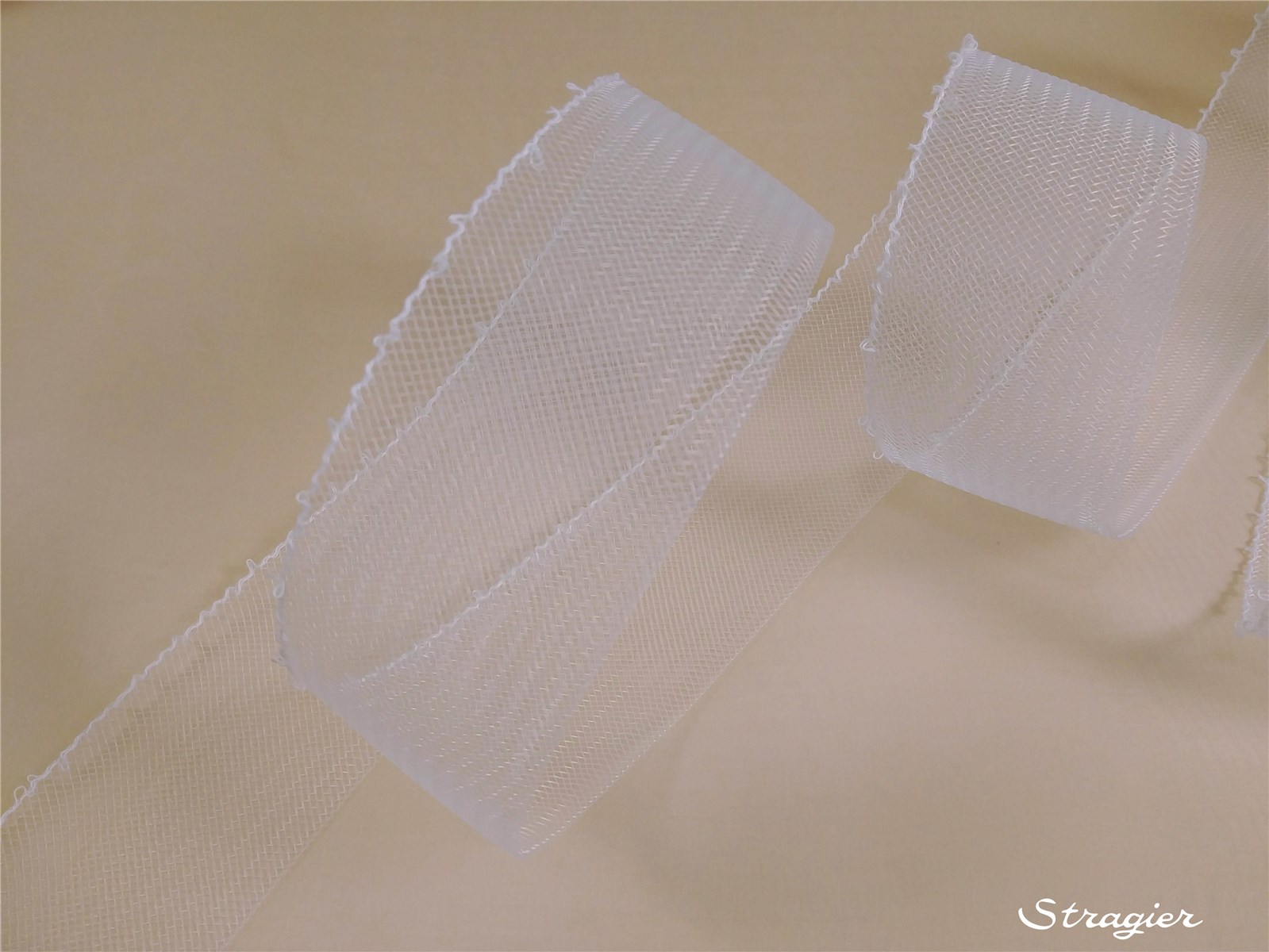 Bande de Crin raide - avec fil - uni - Blanc - 54 mm