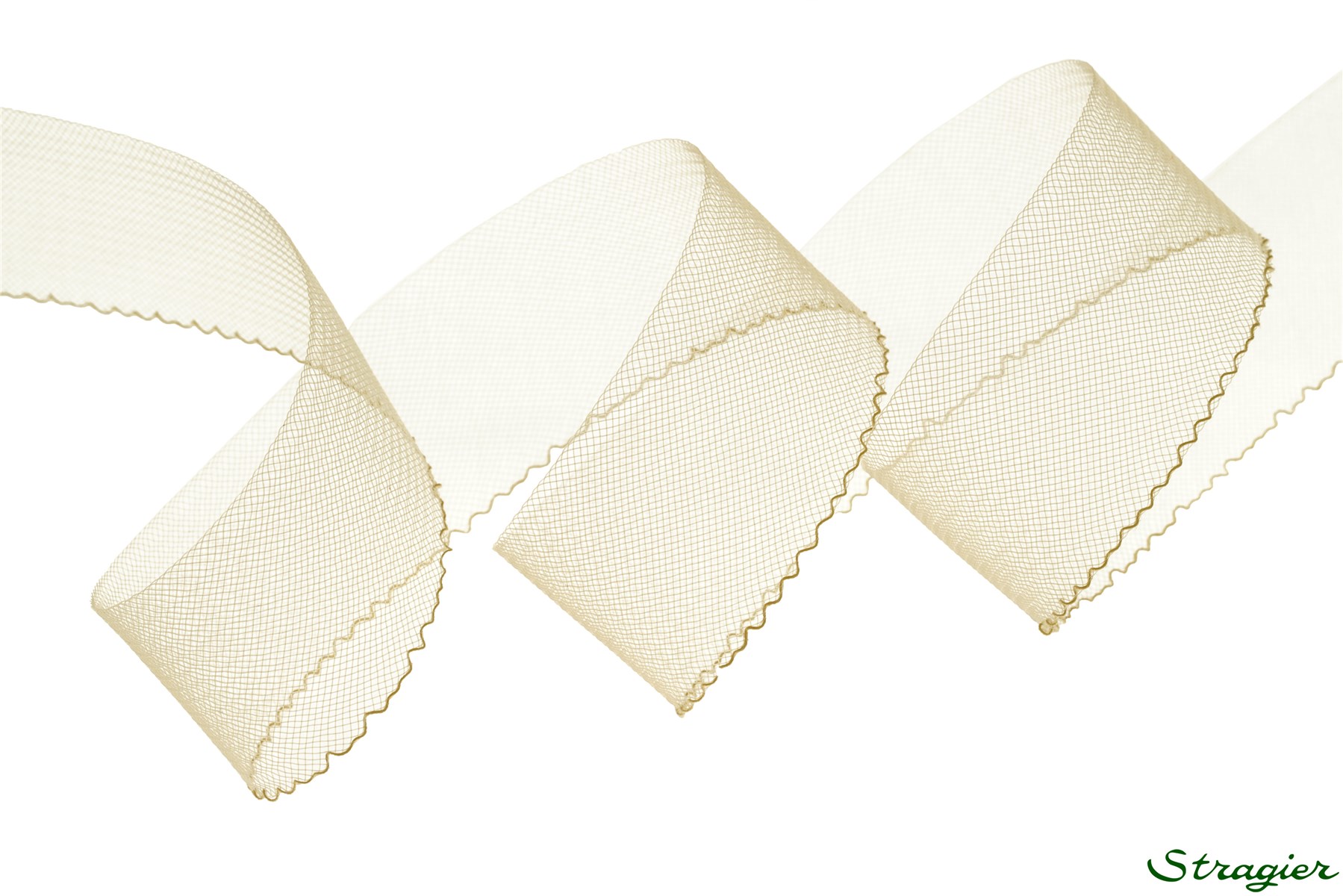 Bande de Crin fin - avec fil - uni - Champagne - 54 mm