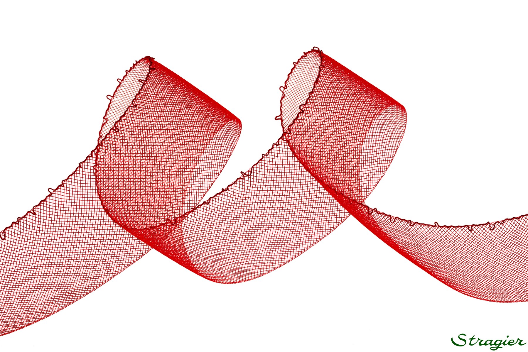 Bande de Crin fin - avec fil - uni - Rouge - 54 mm
