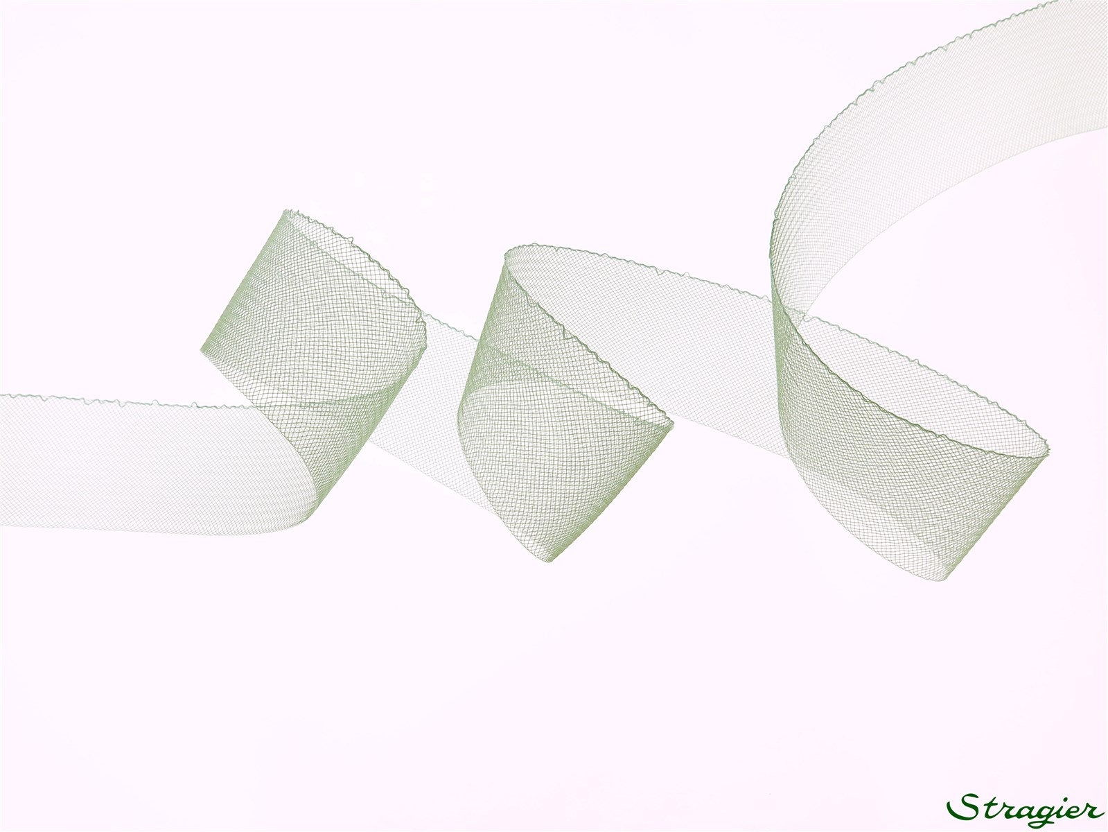 Bande de Crin fin - avec fil - uni - Vert Amande - 54 mm