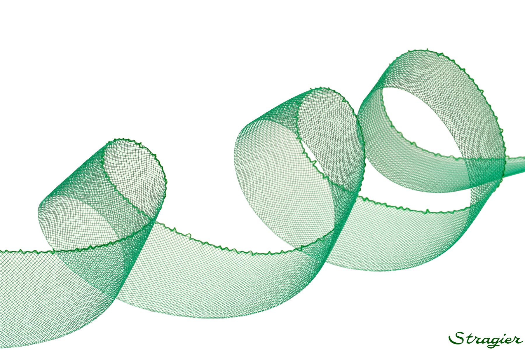 Bande de Crin fin - avec fil - uni - Vert Emeraude - 54 mm