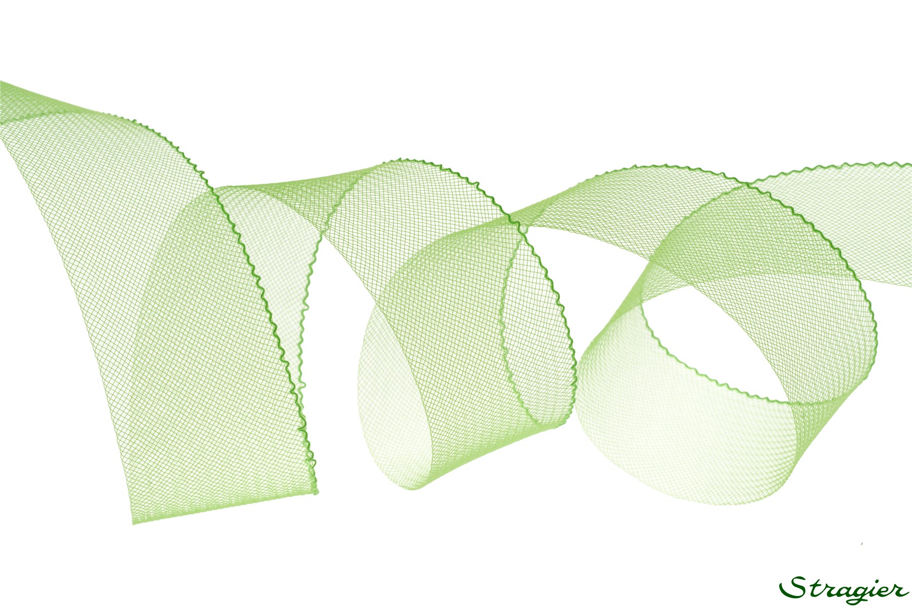 Bande de Crin fin - avec fil - uni - Vert Pomme - 54 mm