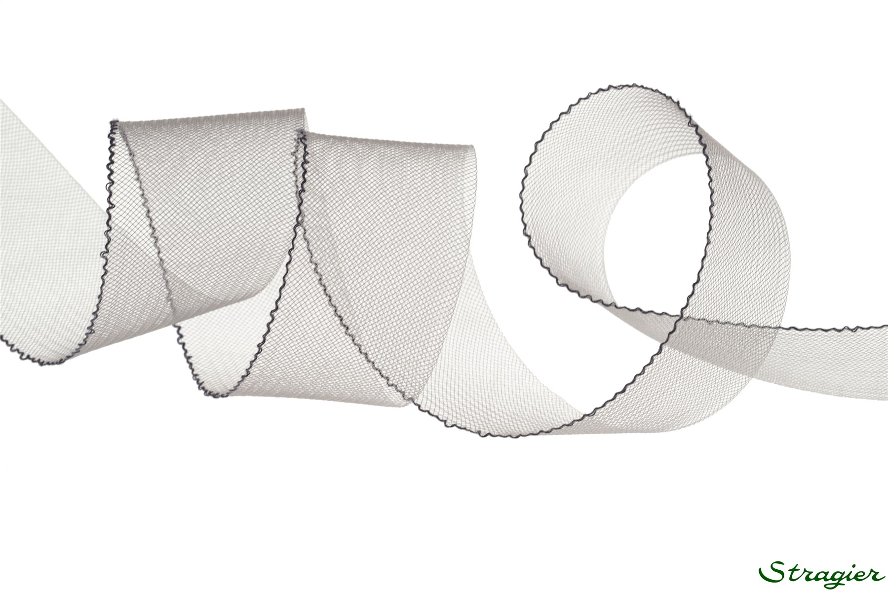 Bande de Crin fin - avec fil - uni - Gris Argent - 54 mm