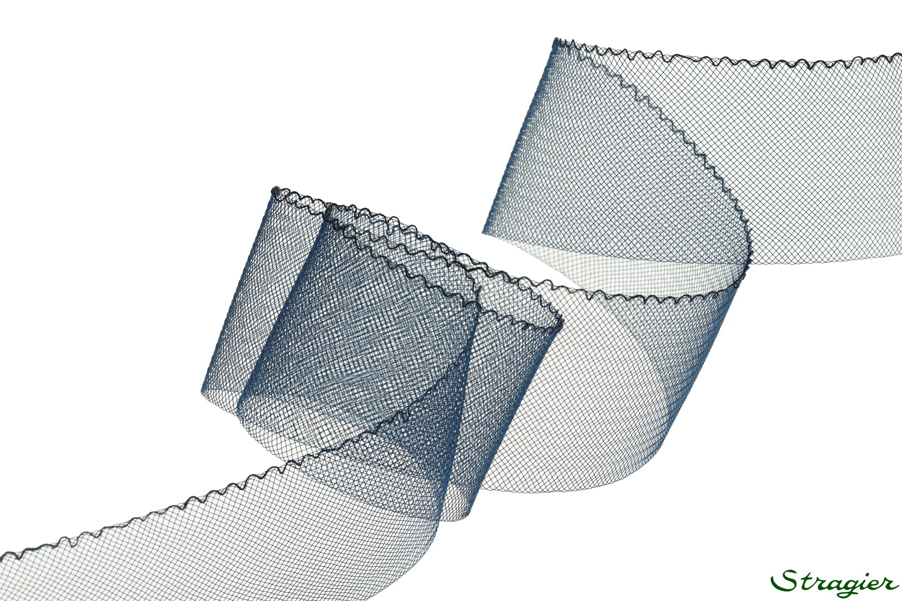 Bande de Crin fin - avec fil - uni - Marine - 54 mm