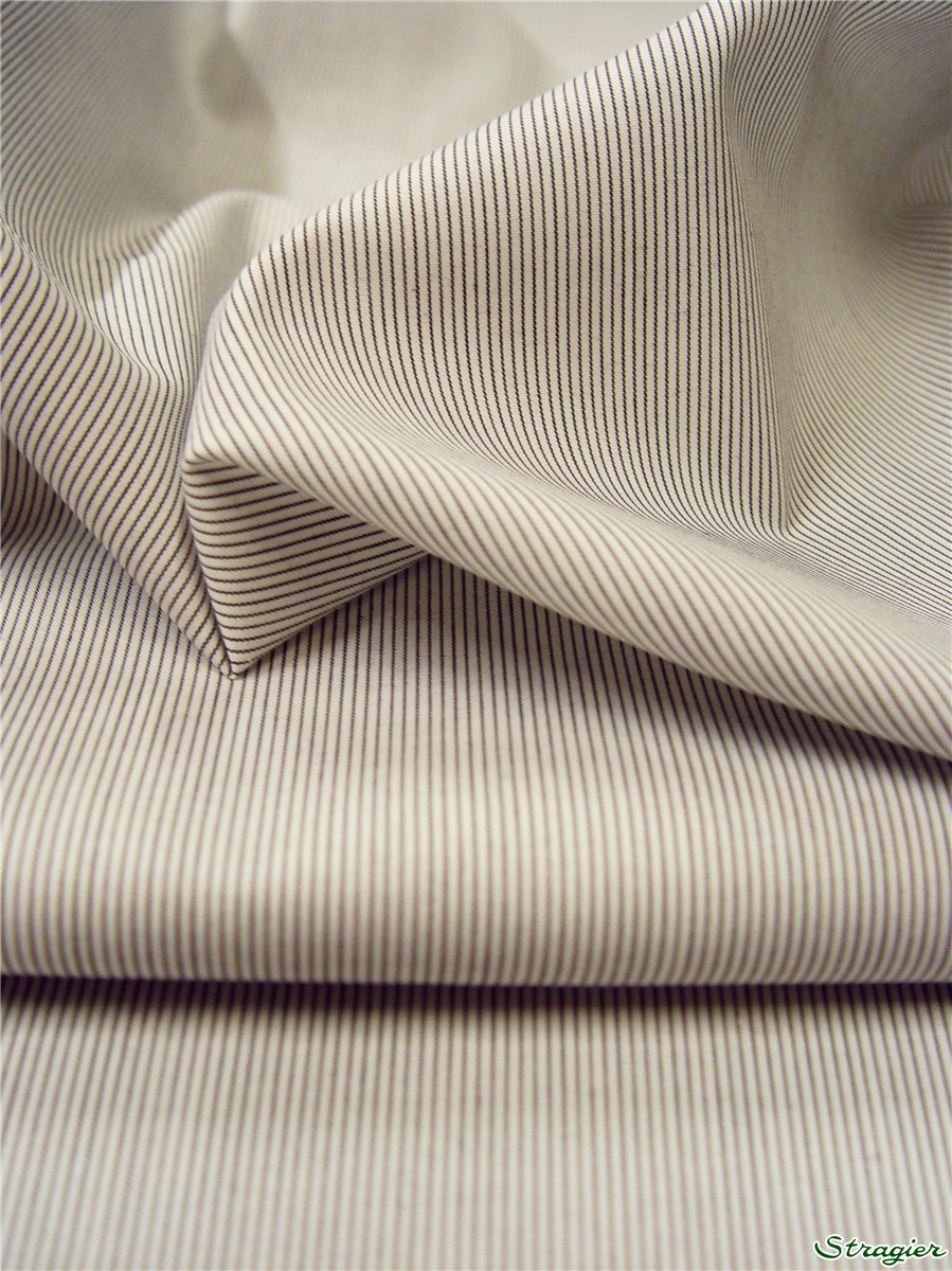 Coton peigné - non iron - mini rayures - Noir