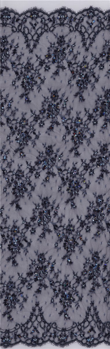 Beaded Chantilly Lace - Juliana - Marine-Ciel - 90 cm