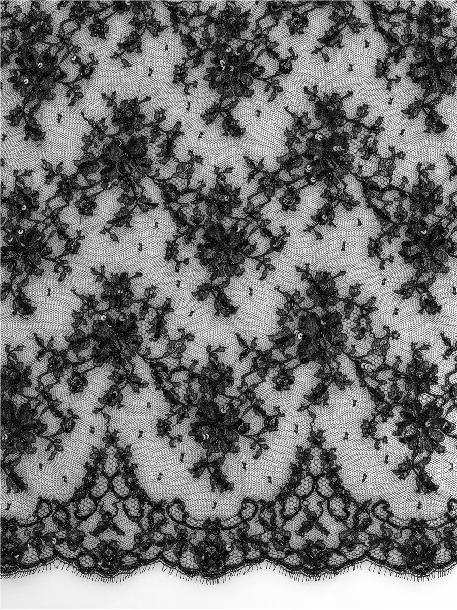 Beaded Chantilly Lace - Juliana - Noir - 90 cm