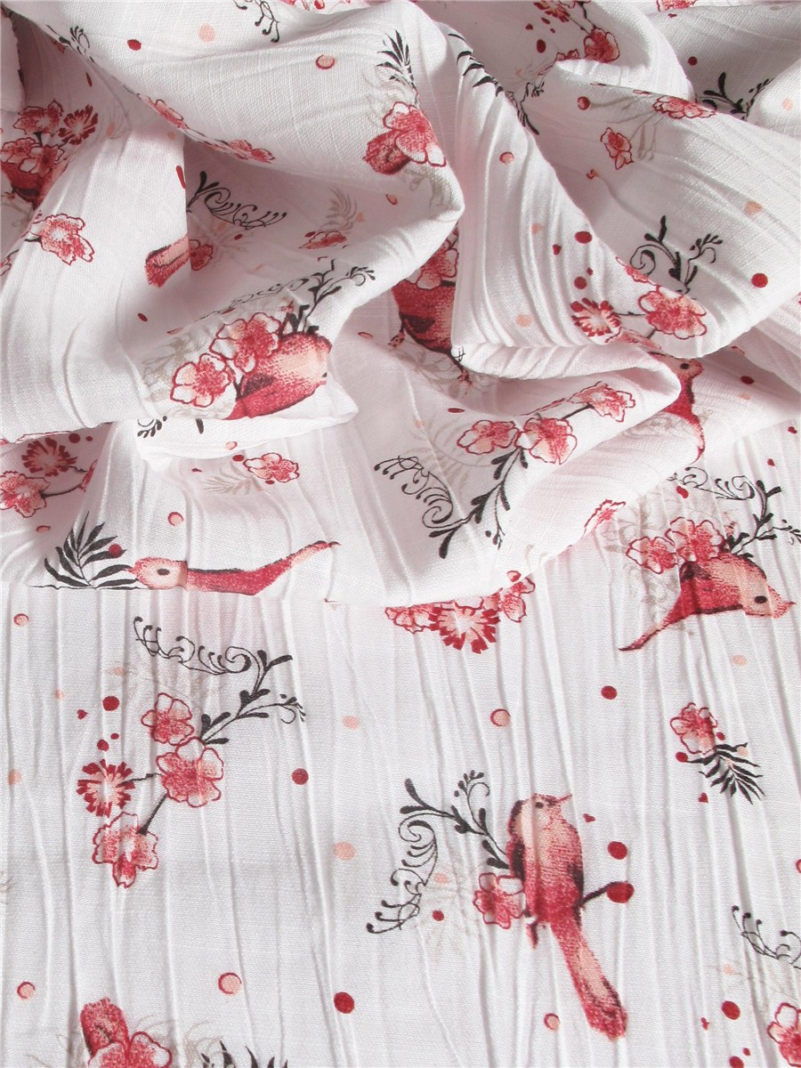 Crépon Coton-Viscose - Bengali - Rouge Cerise