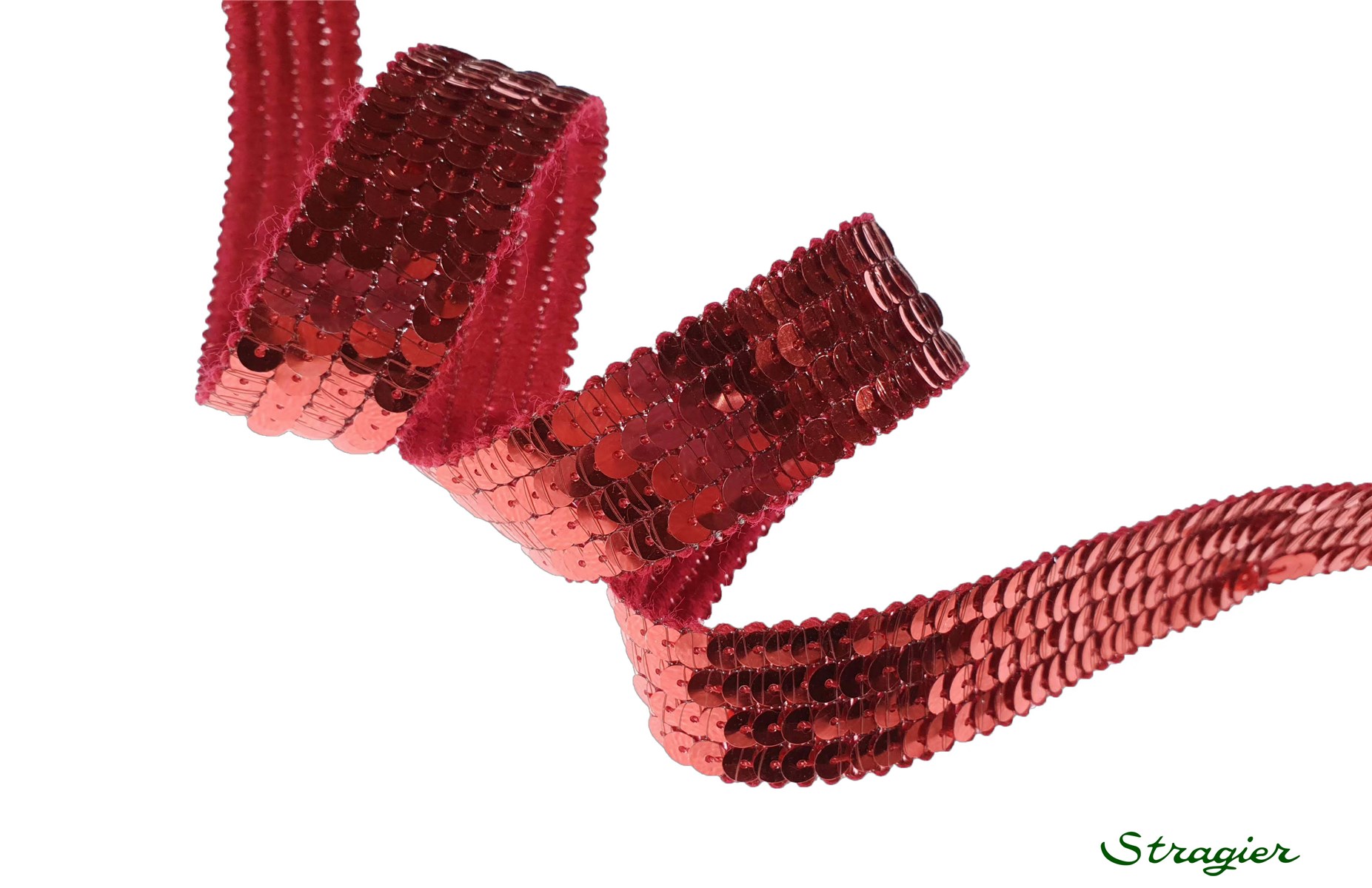 Sequin Trim - Plain - Rouge Corail - 20 mm