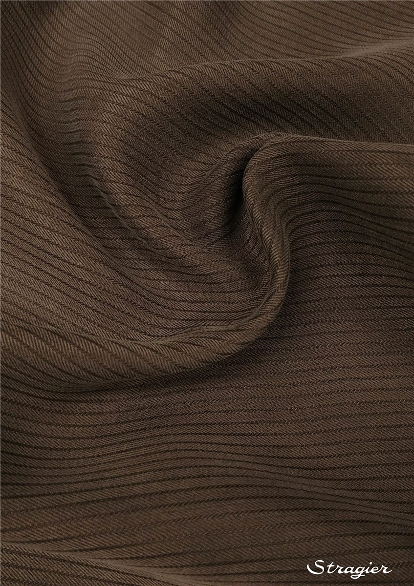 Twill lourd Cupro - fines rayures - Brun Taupé