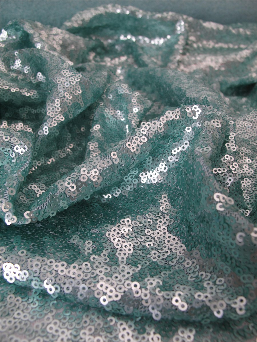 Mini Embroidered Sequins - Plain - Vert Lagon