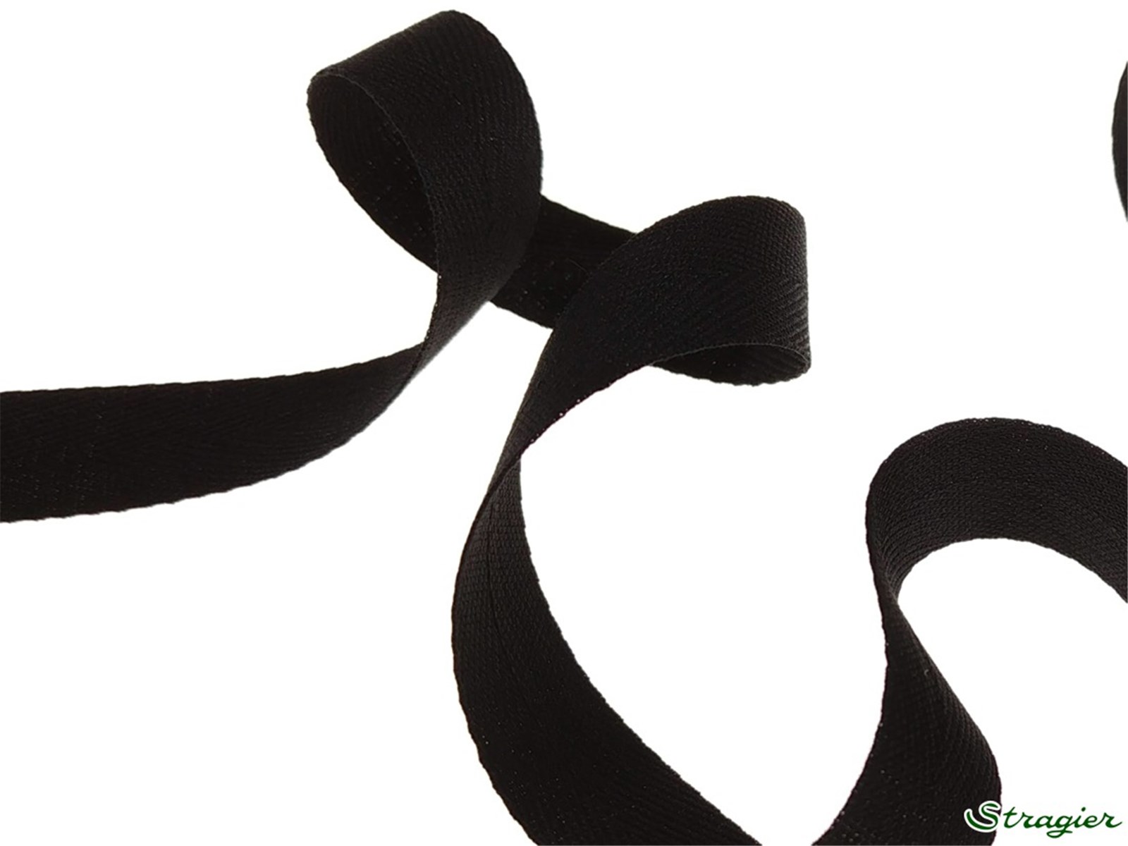 Ruban Coton sergé - uni - 233 Noir - 15 mm