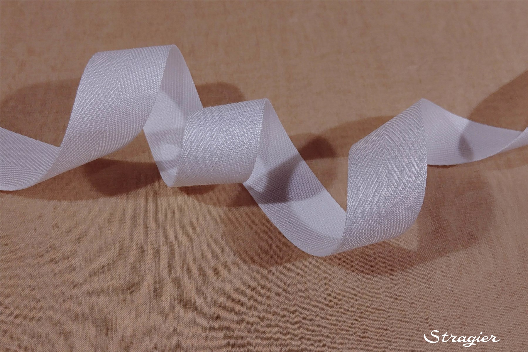 Ruban Coton sergé - uni - 201 Blanc - 20 mm