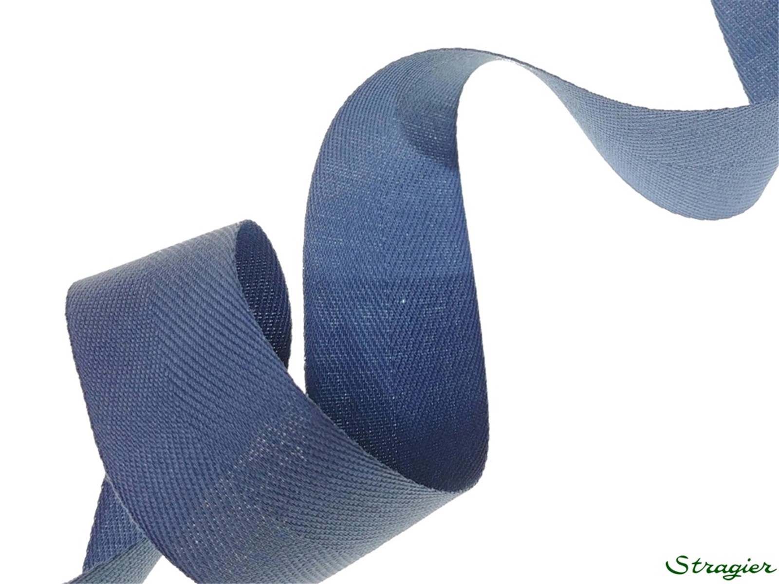 Ruban Coton sergé - uni - 428 Bleu Denim - 25 mm