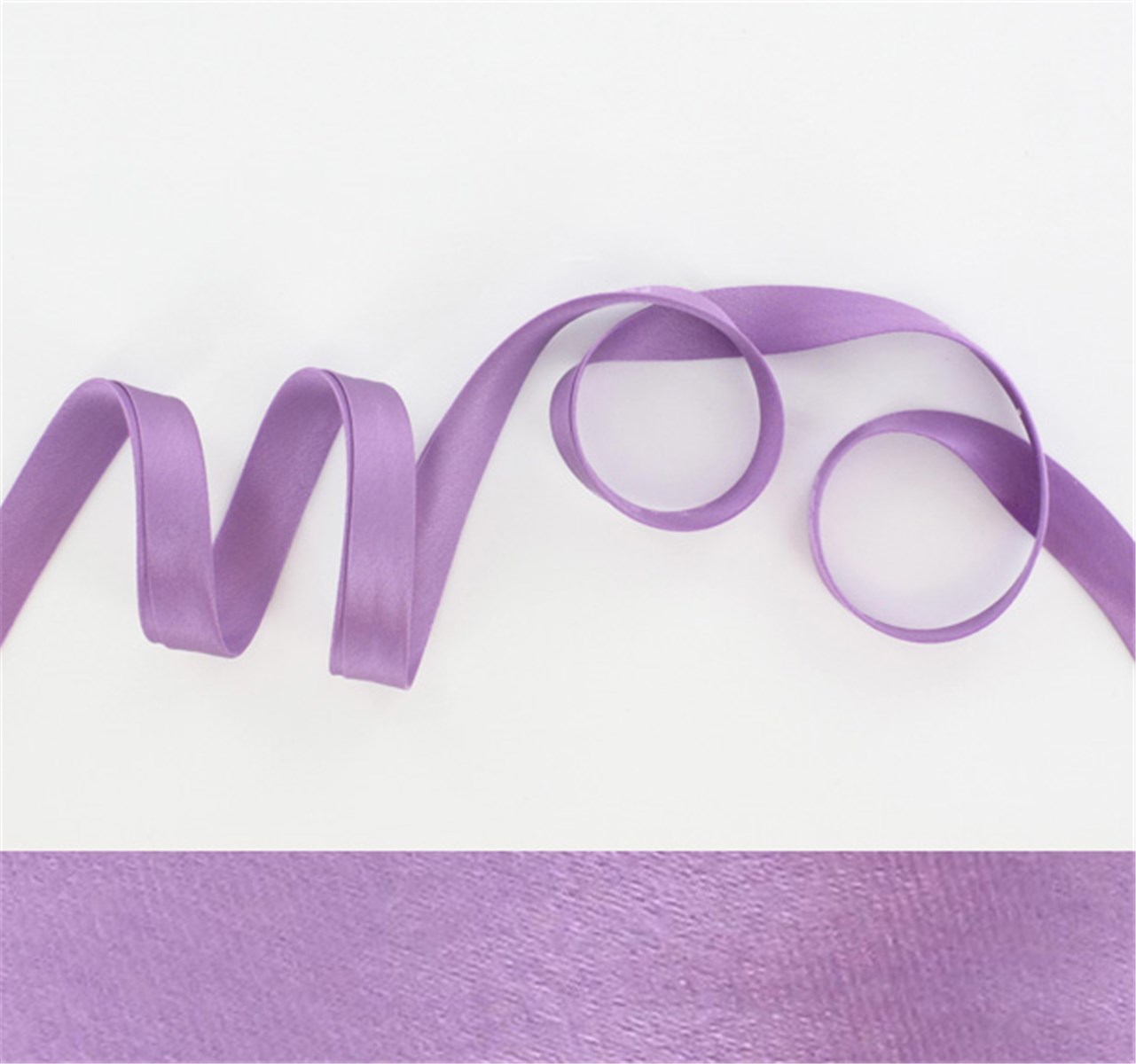 Biais Satin en Soie - Uni - Violet - 10 mm