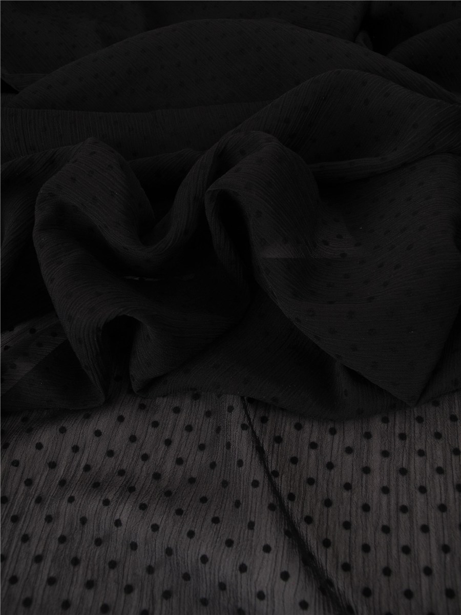 Voile Crépon - Plumetis - Noir