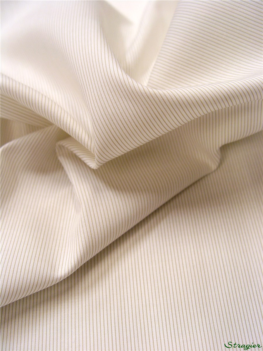 Coton peigné - non iron - mini rayures - Greige