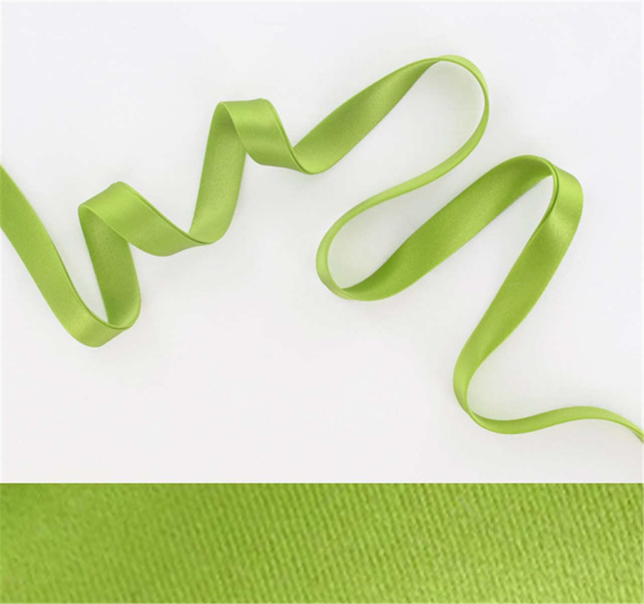Biais Satin en Soie - Uni - Lime - 10 mm