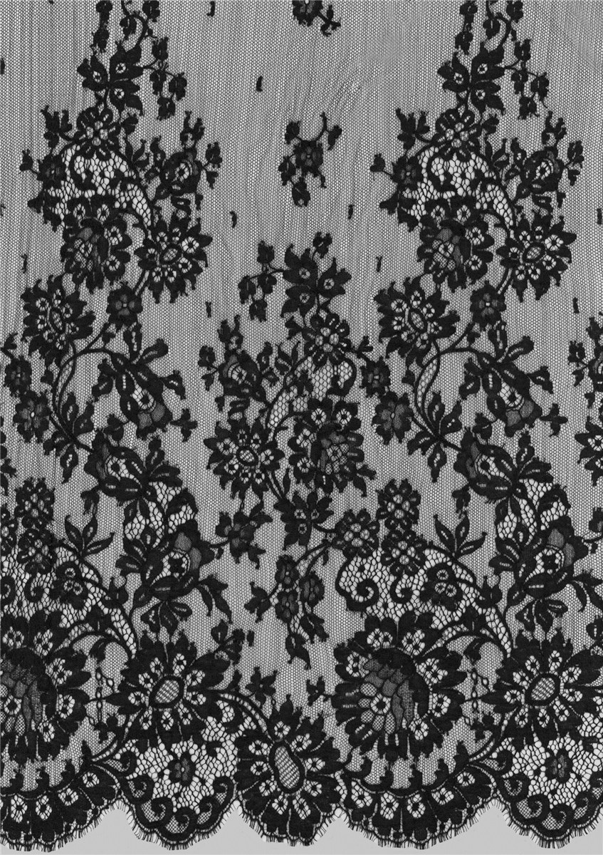 Calais Lace - Passiflora - Noir - 115 cm
