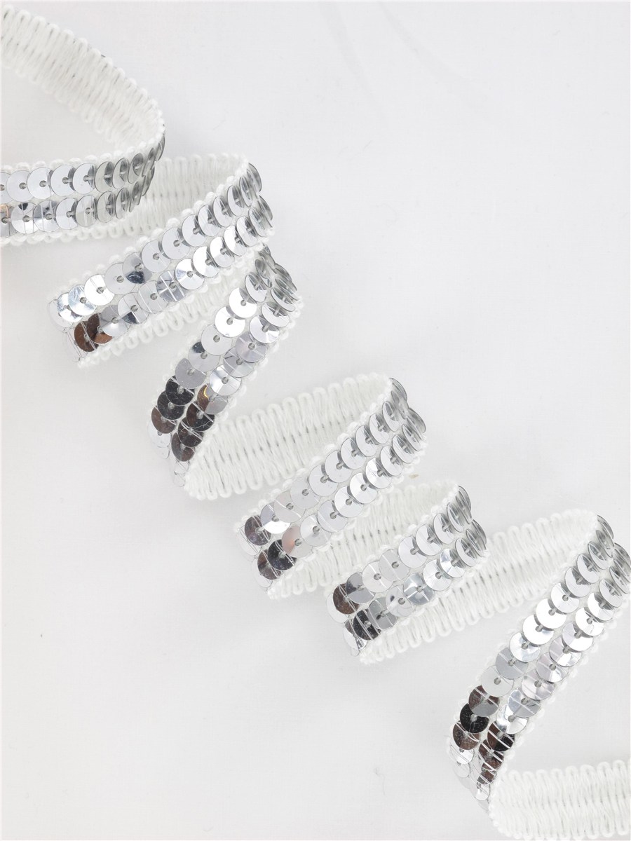 Galon Paillettes - uni - Argent - 10 mm