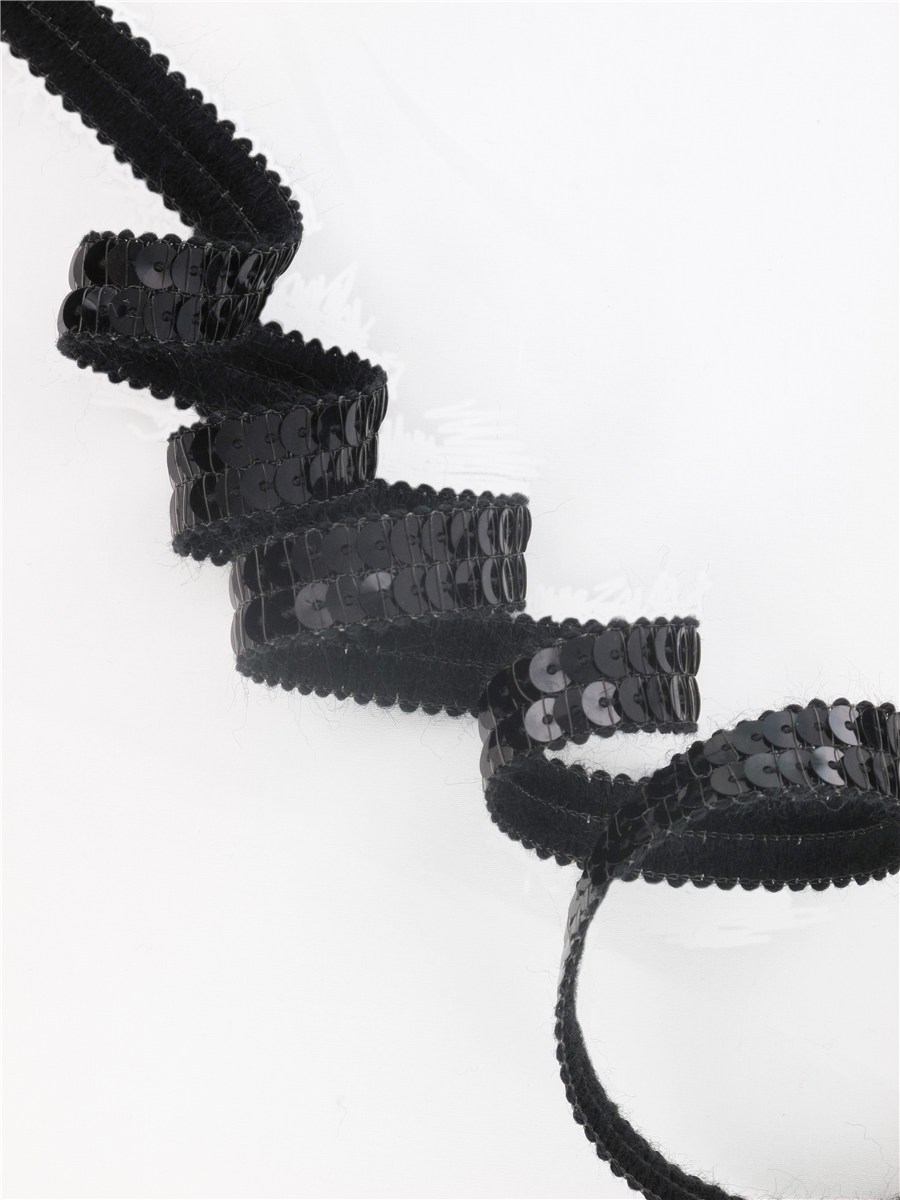 Galon Paillettes - uni - Noir - 10 mm