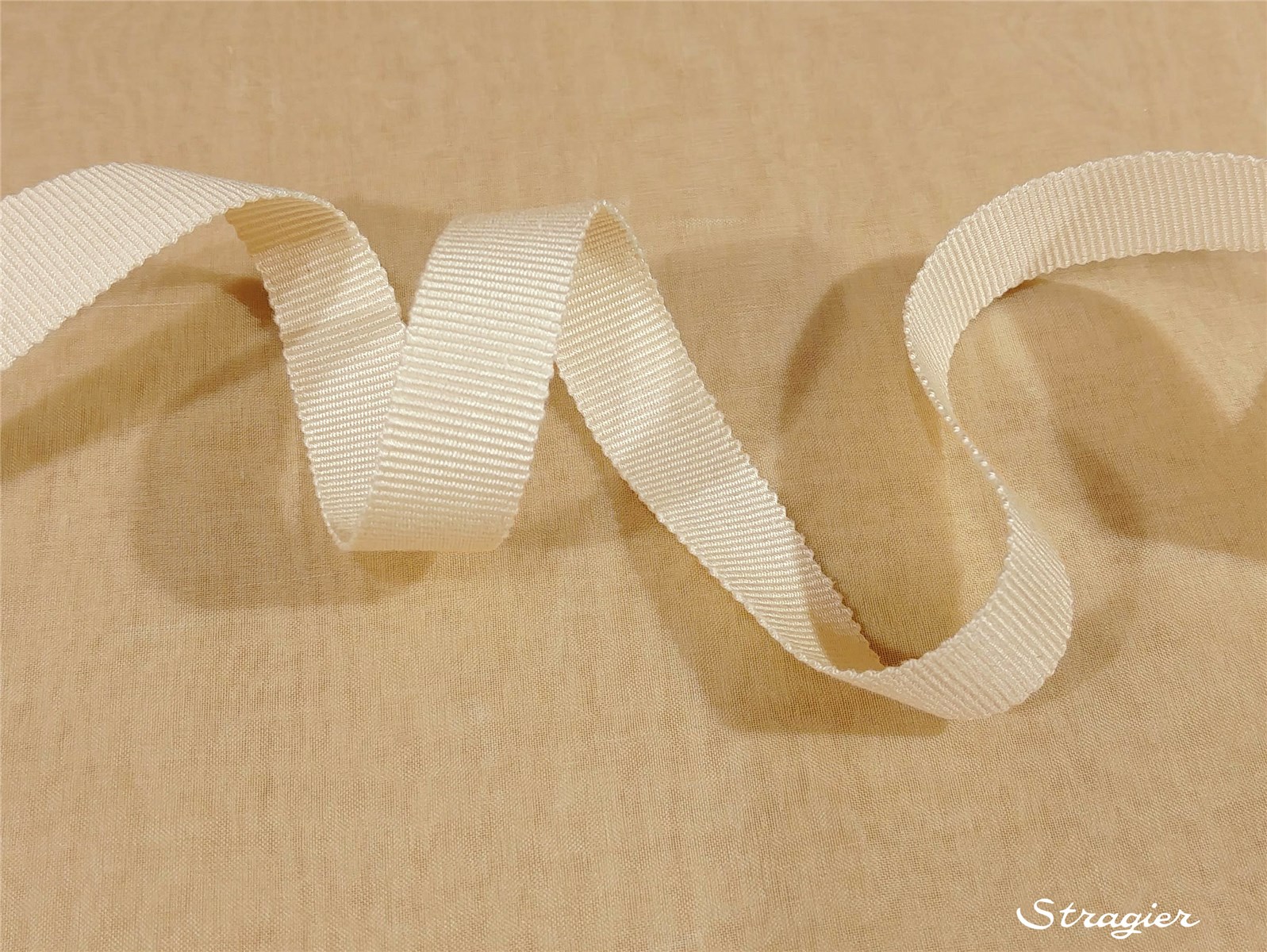 Grosgrain - Cotton - Plain - Ecru Prêt-à-teindre - 15 mm