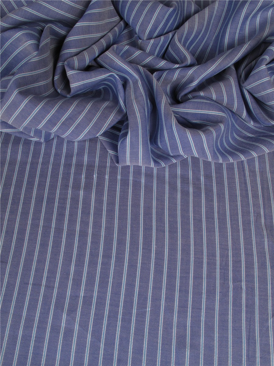 Oxford pur Coton - Rayure - Indigo / Turquoise