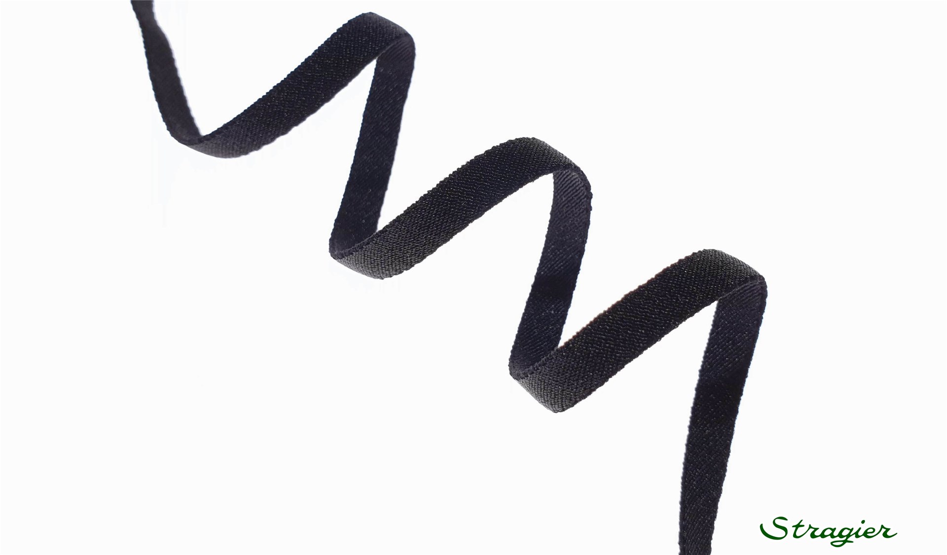 Ruban Satin extensible - uni - Noir - 6 mm