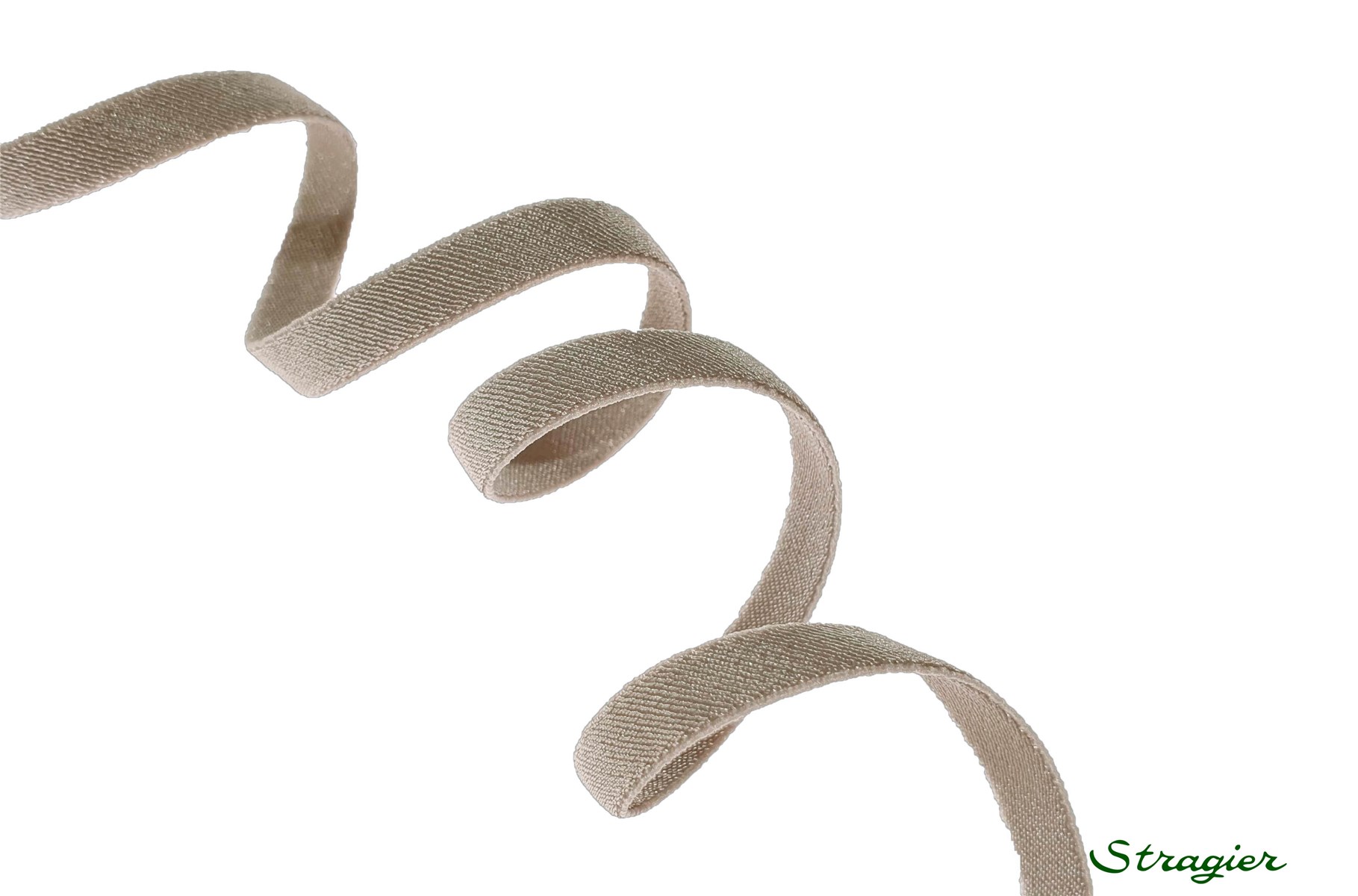 Ruban Satin extensible - uni - Beige Taupe - 6 mm