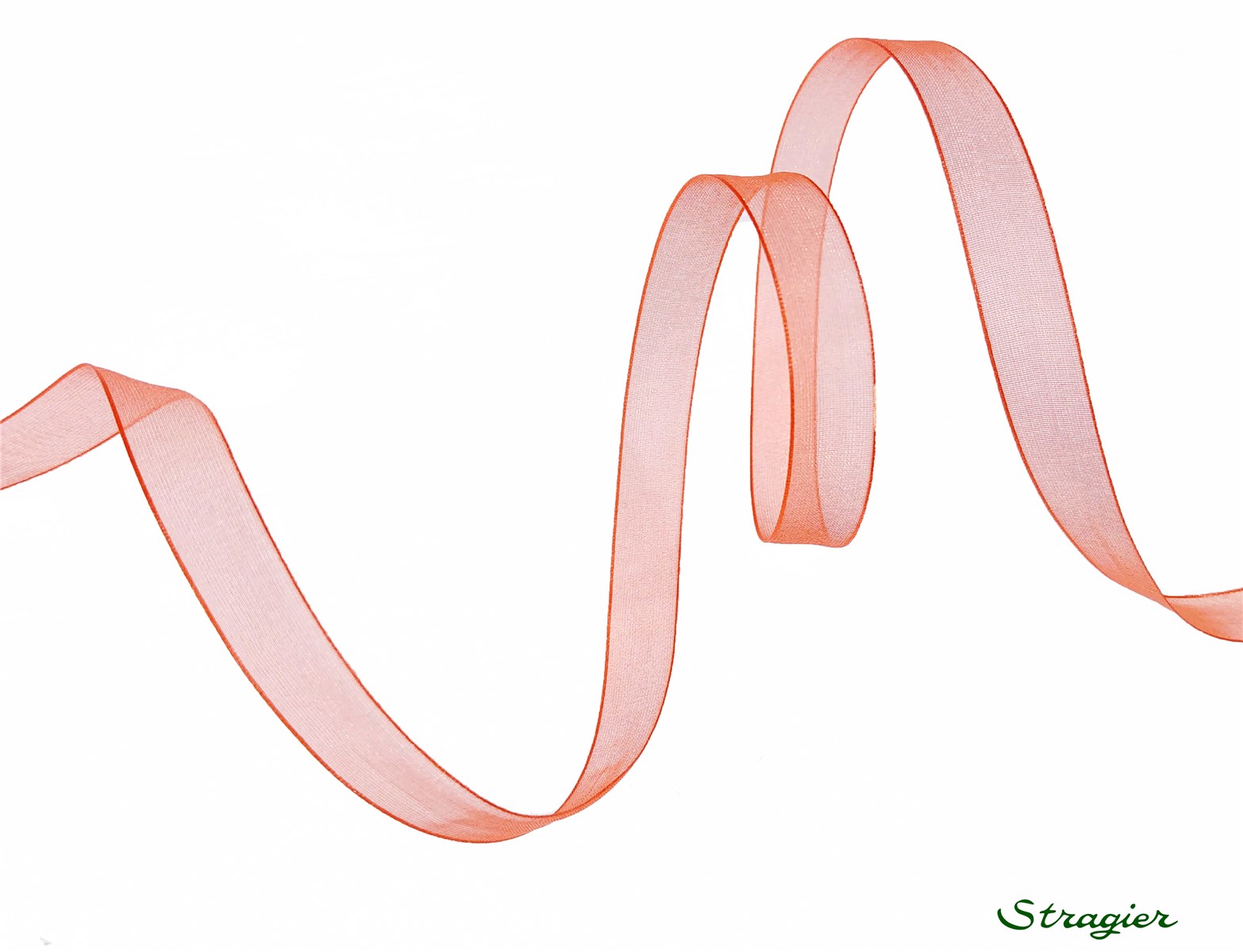 Ruban Mousseline - Uni - Corail - 10 mm