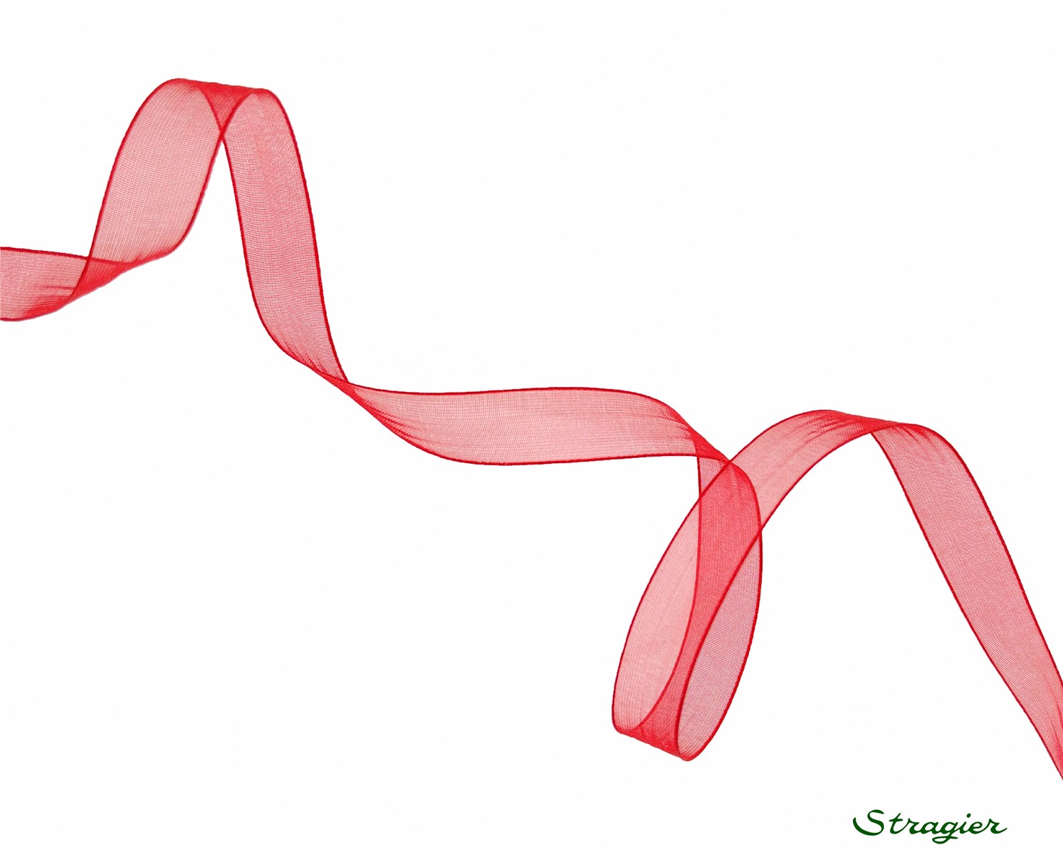 Organza Ribbon - Plain - Rouge - 10 mm