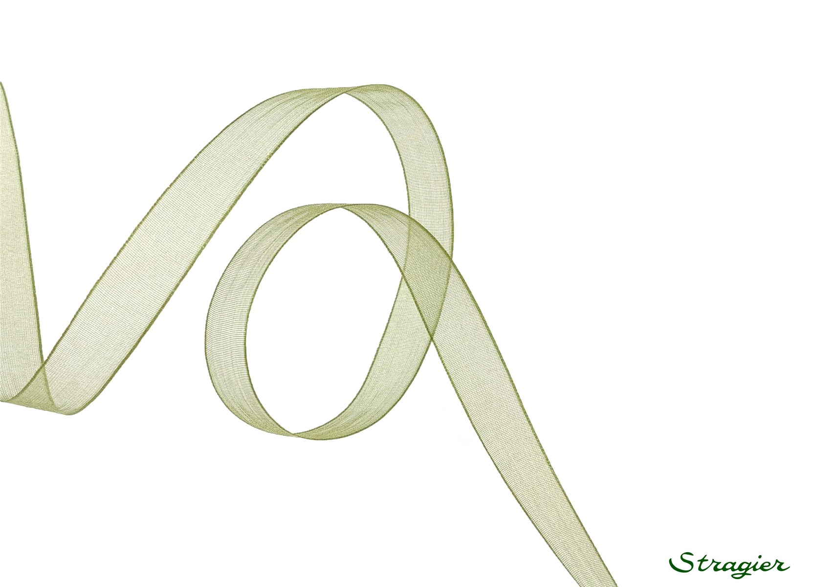 Organza Ribbon - Plain - Olive - 10 mm