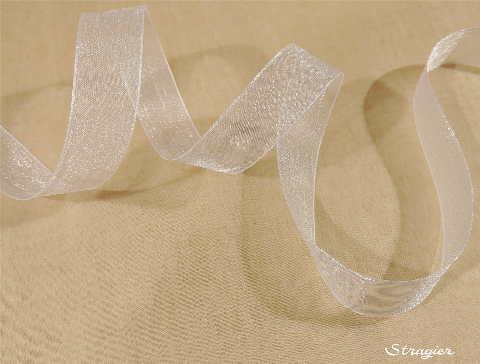 Ruban Mousseline - Uni - Blanc - 15 mm