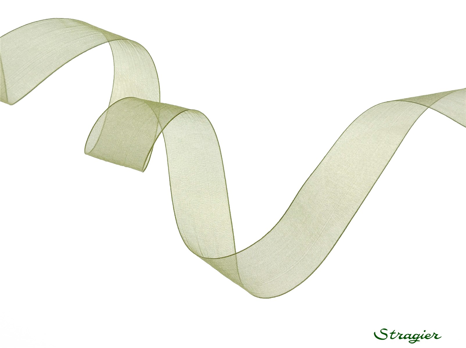 Ruban Mousseline - Uni - Olive - 15 mm