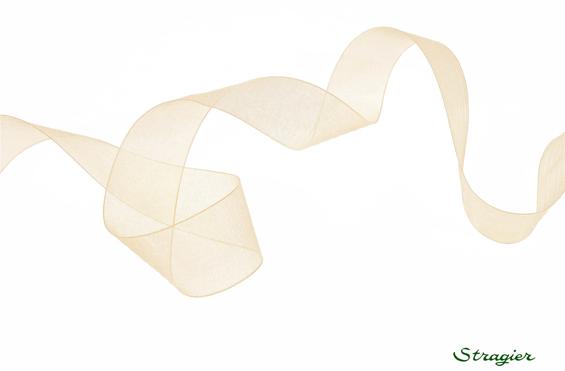 Organza Ribbon - Plain - Paille - 25 mm