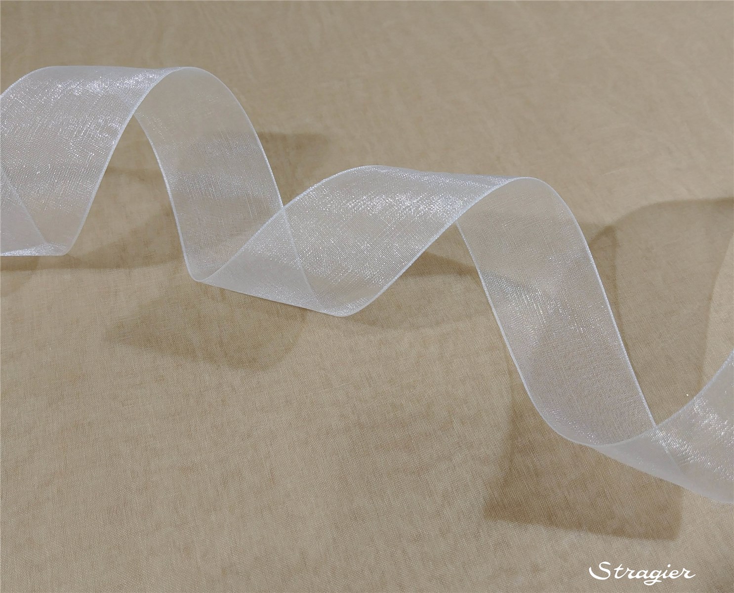 Organza Ribbon - Plain - Blanc - 25 mm
