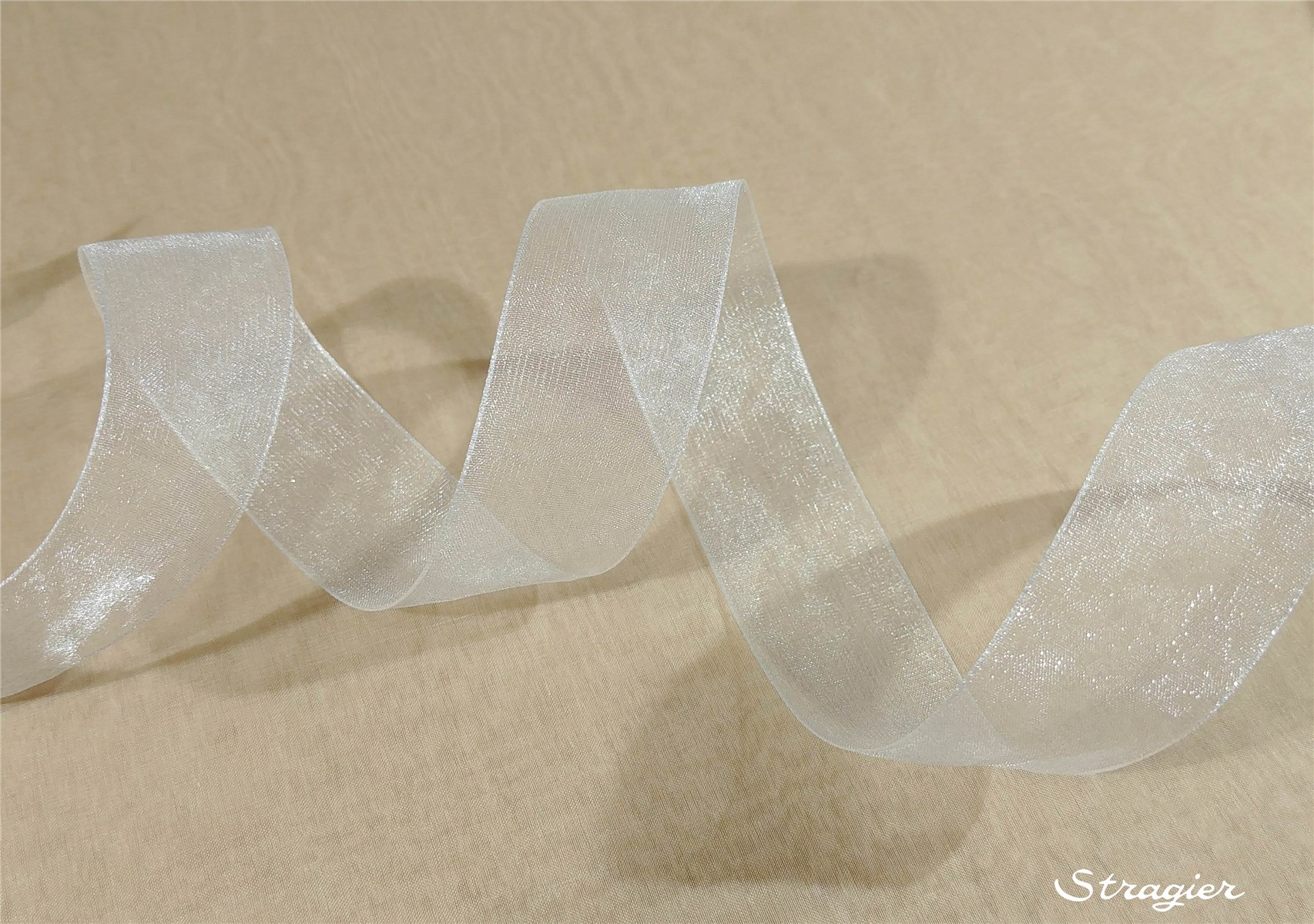 Organza Ribbon - Plain - Ivoire - 25 mm