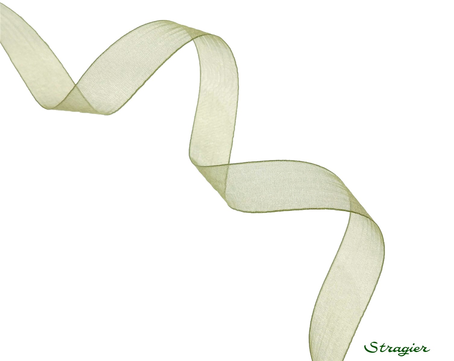 Organza Ribbon - Plain - Olive - 25 mm