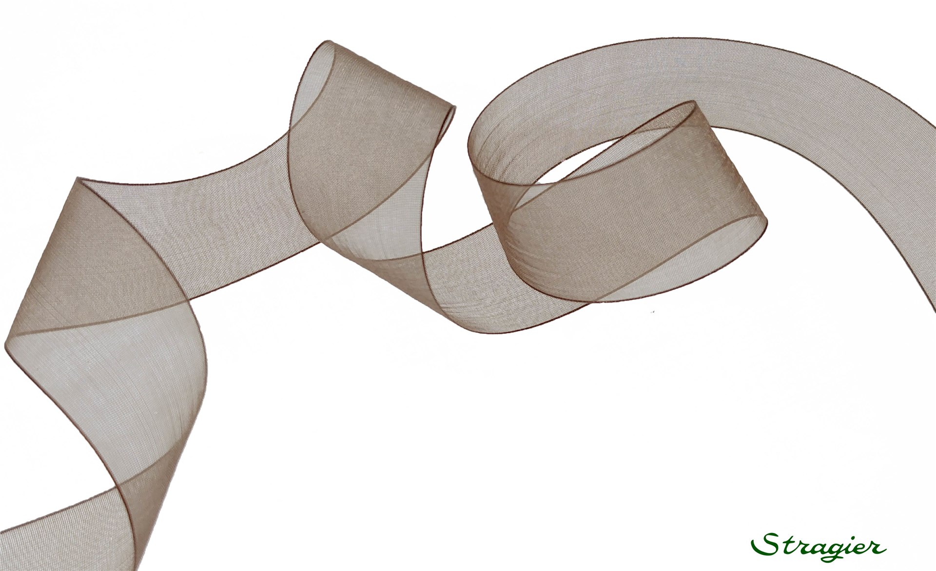 Organza Ribbon - Plain - Café - 25 mm