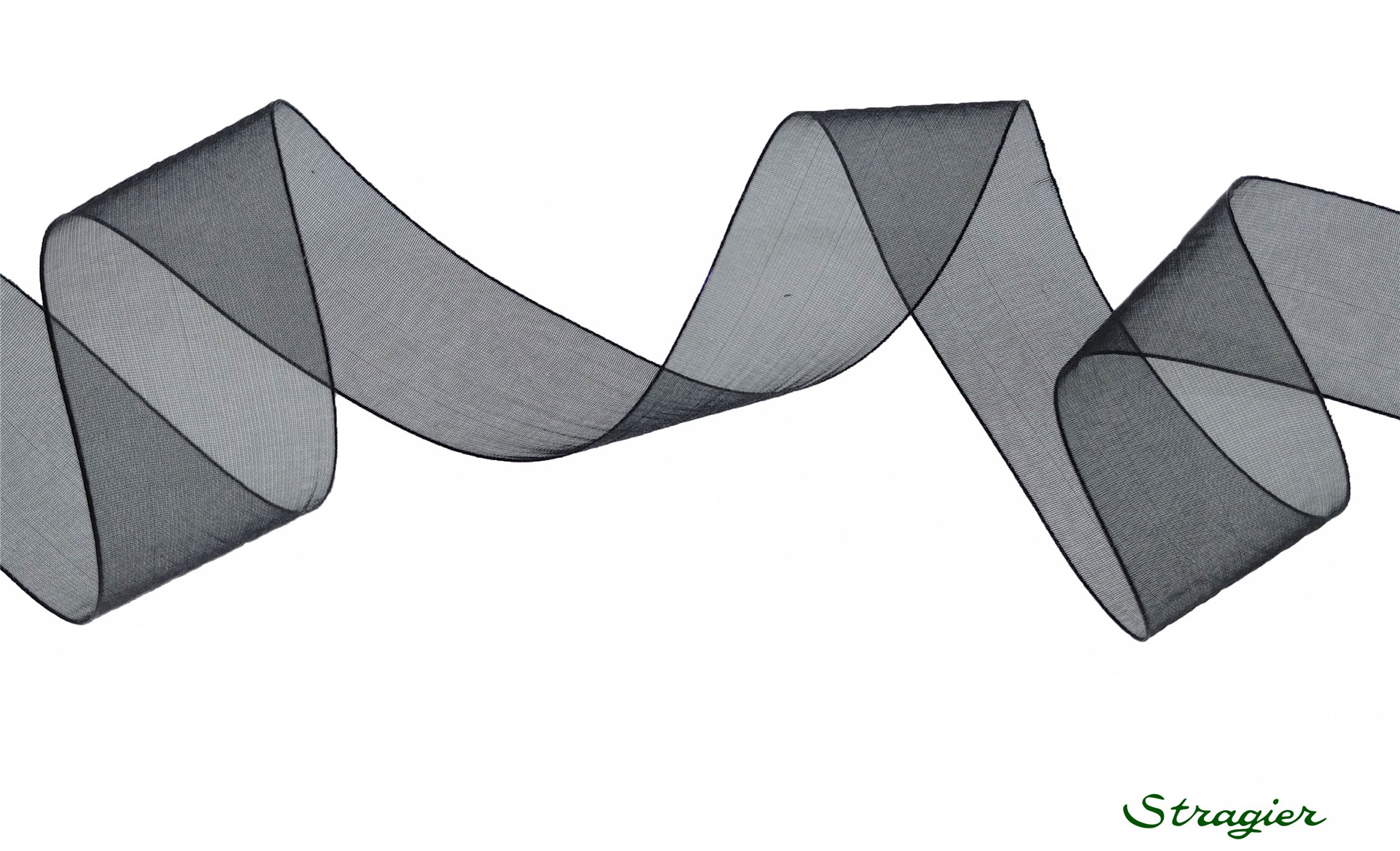 Organza Ribbon - Plain - Noir - 25 mm