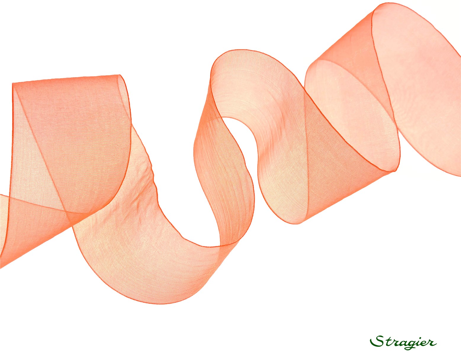 Ruban Mousseline - Uni - Corail - 38 mm