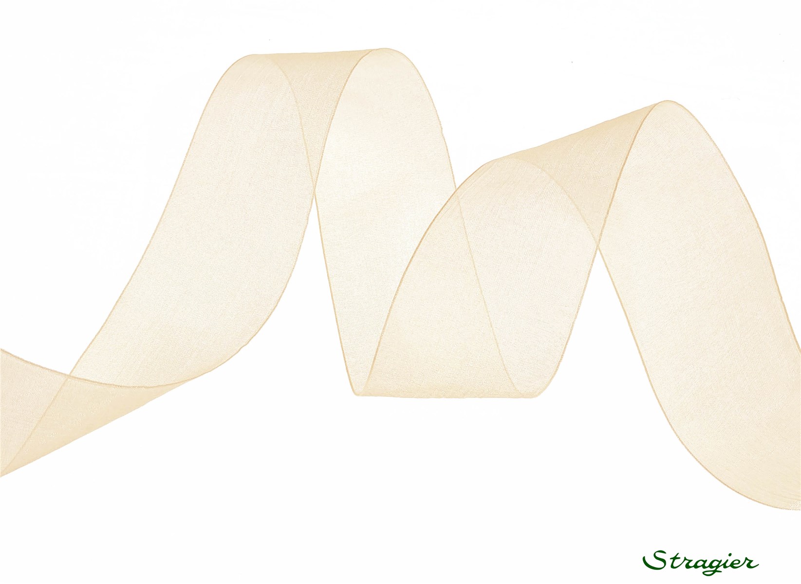 Ruban Mousseline - Uni - Paille - 38 mm