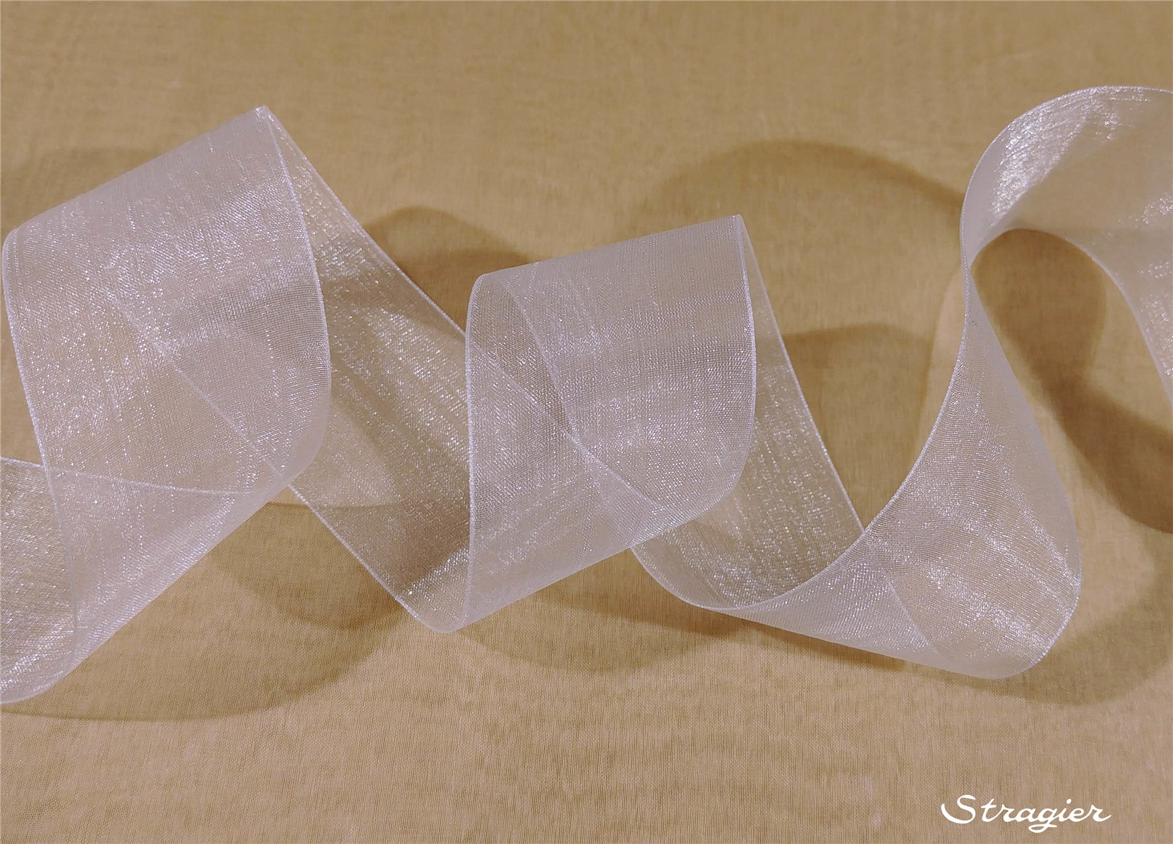 Ruban Mousseline - Uni - Blanc - 38 mm