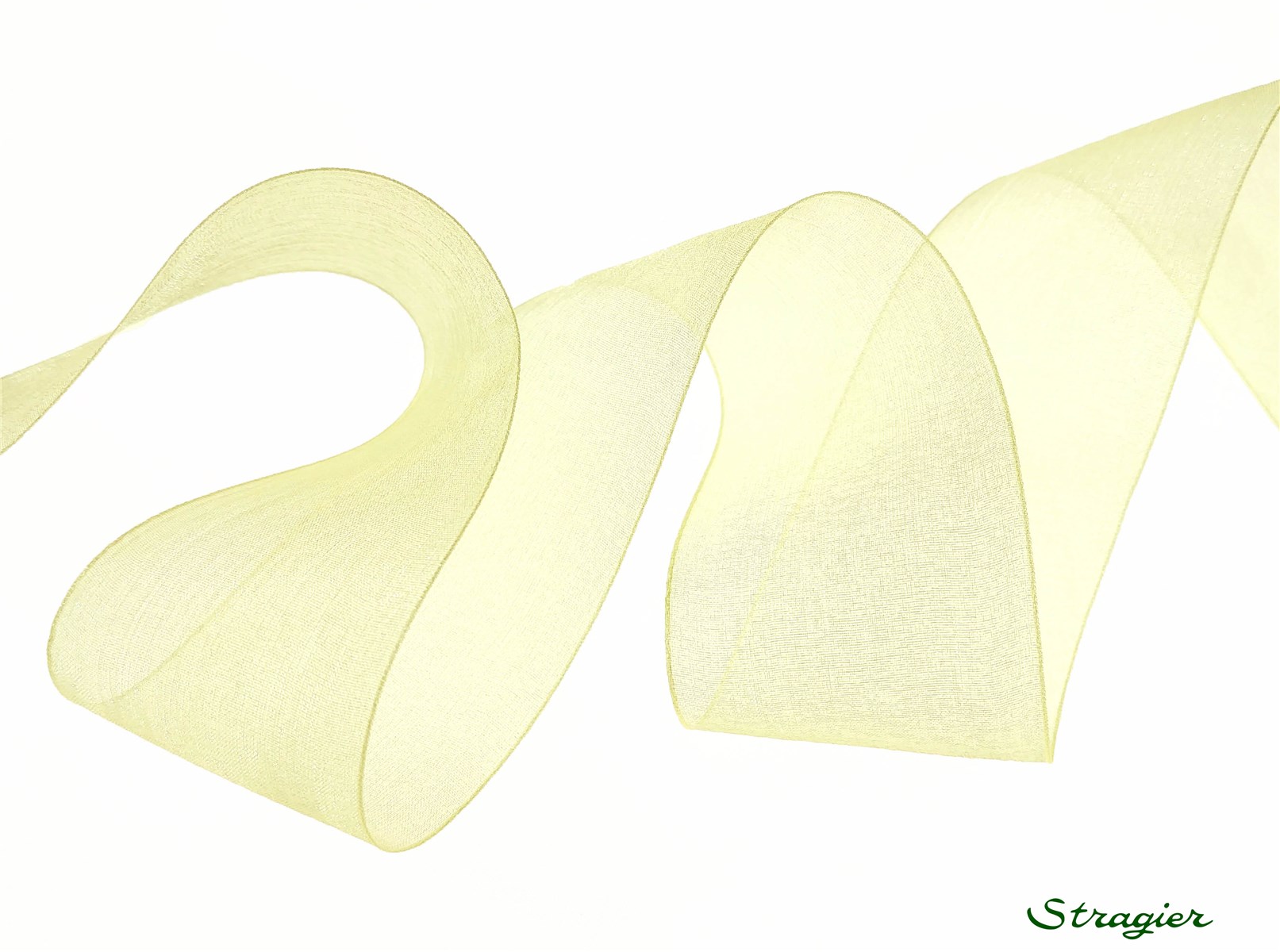 Ruban Mousseline - Uni - Jaune - 38 mm