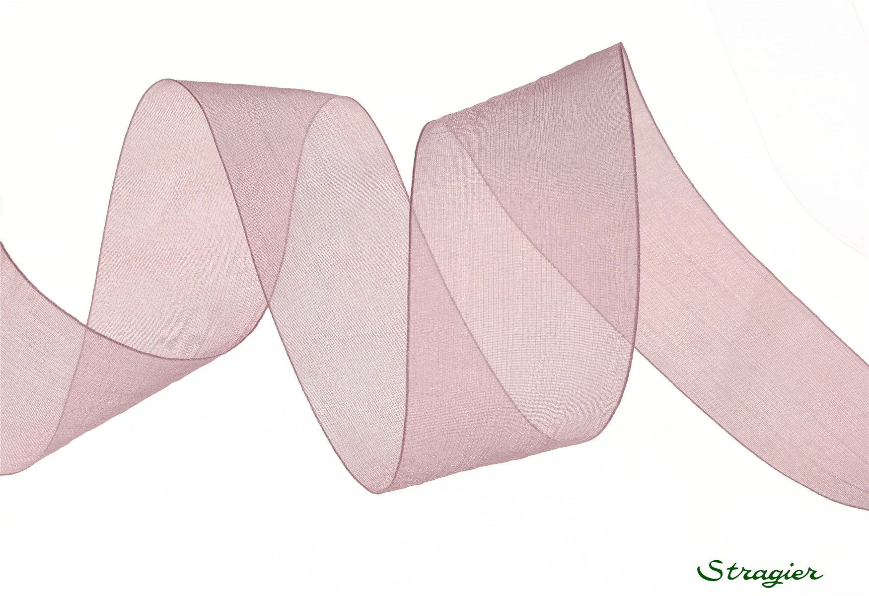 Ruban Mousseline - Uni - Vieux Rose - 38 mm