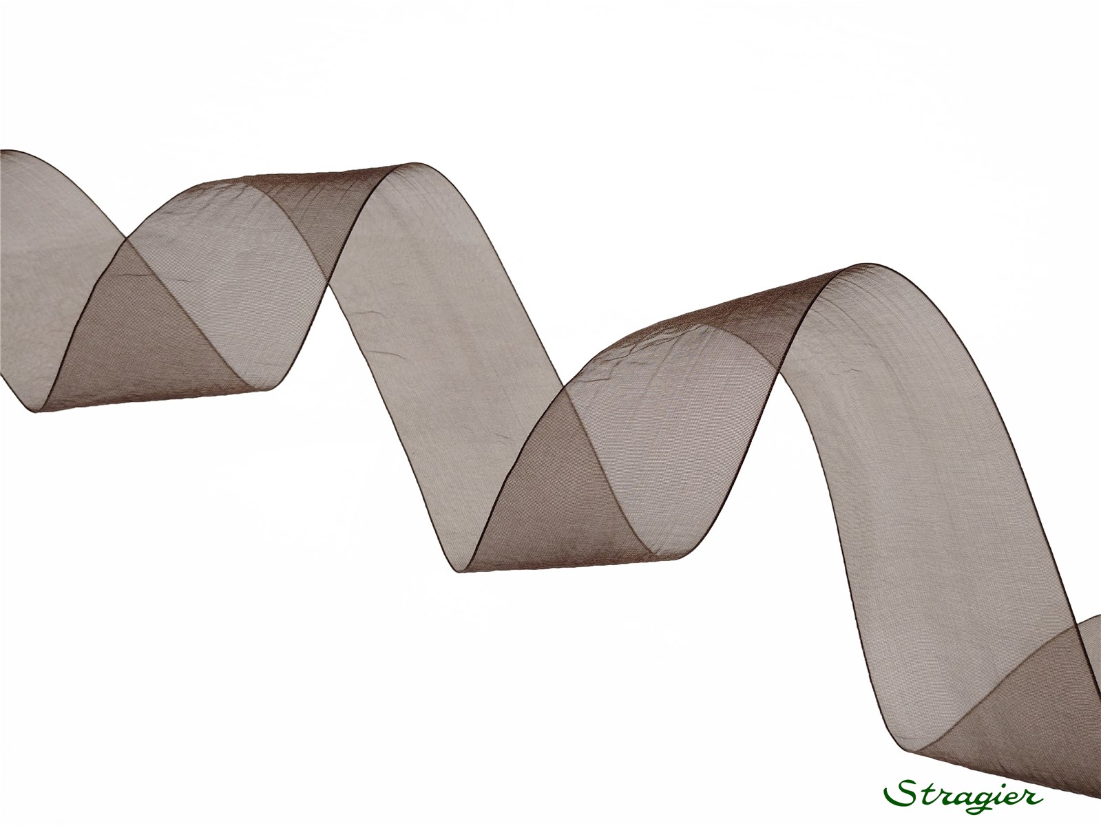 Ruban Mousseline - Uni - Brun Foncé - 38 mm