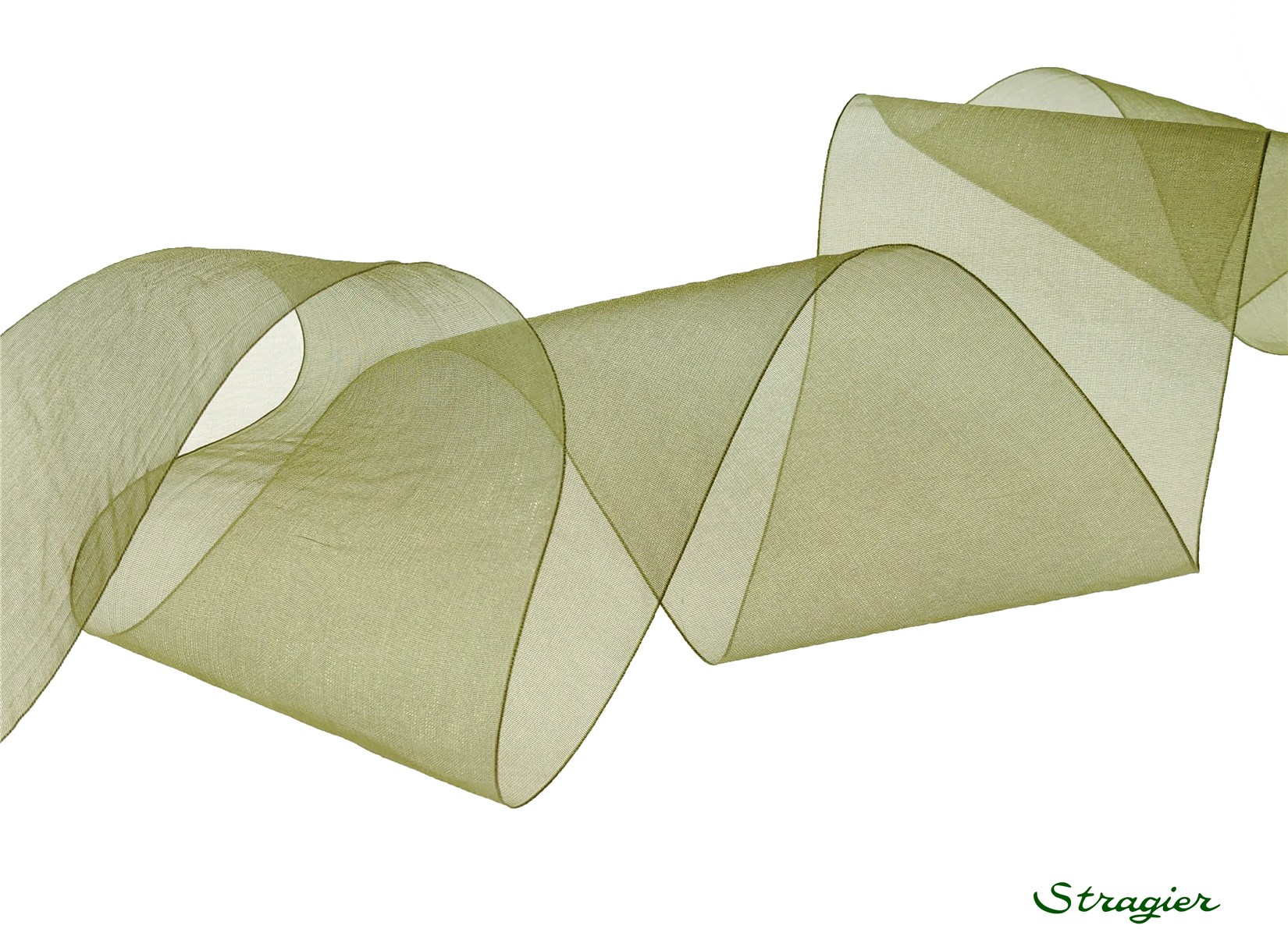 Ruban Mousseline - Uni - Olive - 66 mm