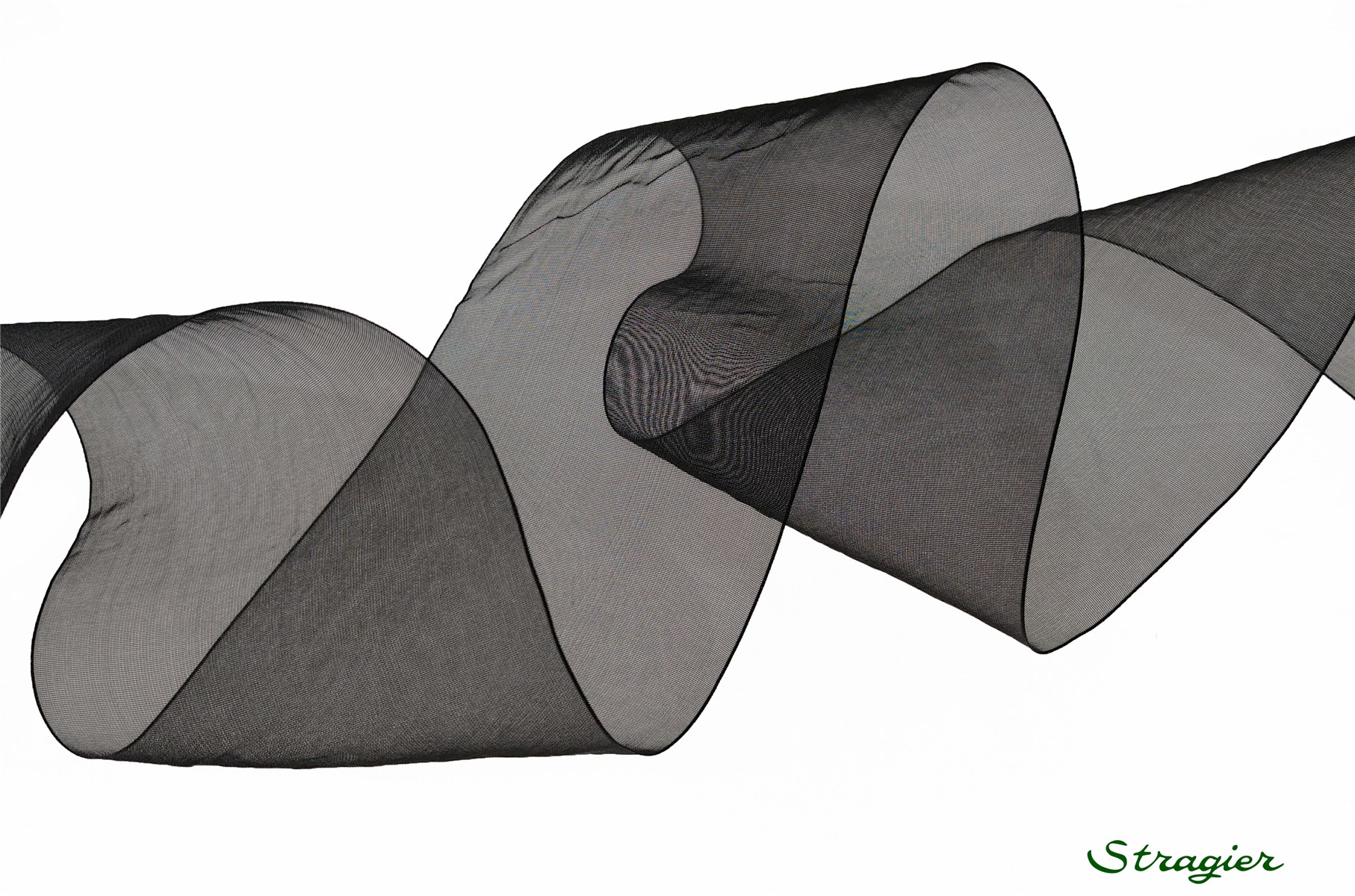 Ruban Mousseline - Uni - Noir - 66 mm