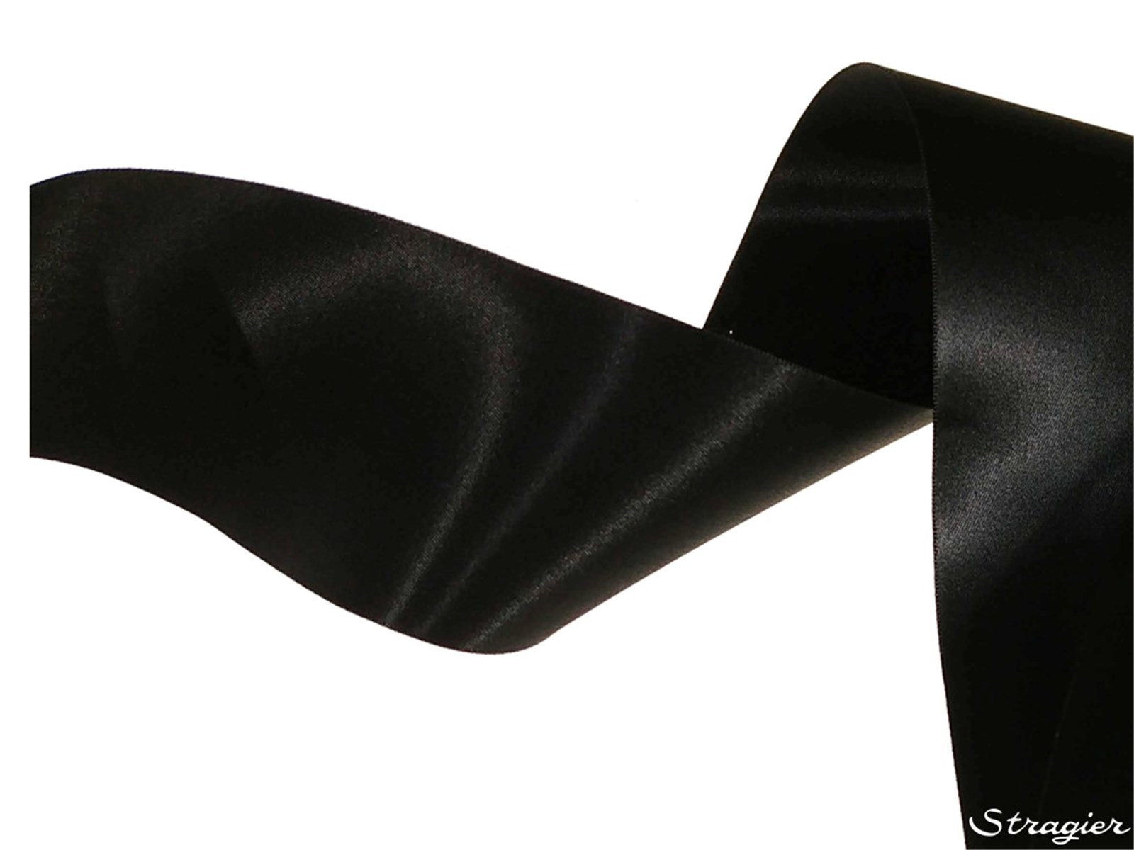 Double Face Satin Ribbon - Plain - 725 Noir - 70 mm