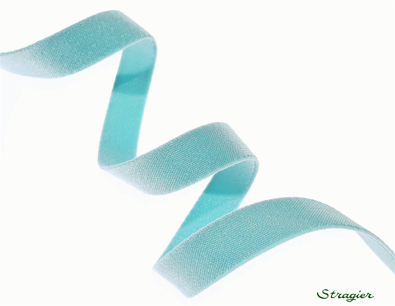 Ruban Satin extensible - uni - Bleu Opale - 10 mm
